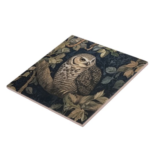 Carreau Chouette barrée en forêt de nuit William Morris (Côté)