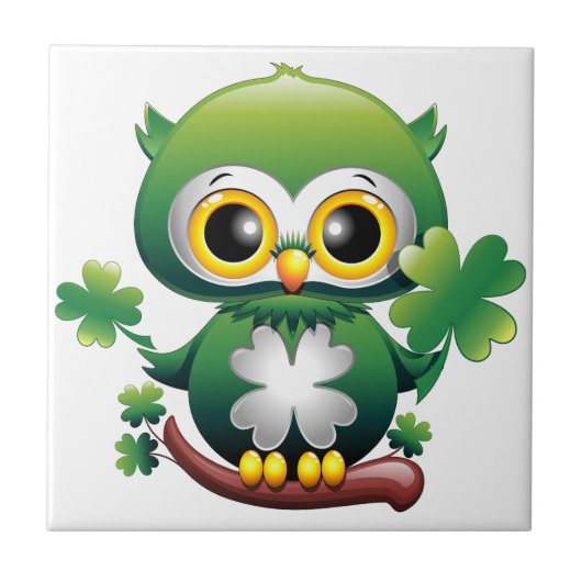 Carreau Chouette bébé mignon St Patrick Cartoon (Devant)