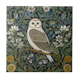Carreau Chouette blanche style Art nouveau