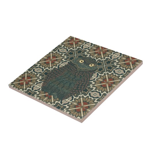 Carreau Chouette bractée décorée Tons Brown dorés (Côté)