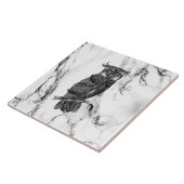 Carreau Chouette camouflée sur marbre (Côté)