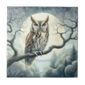 Carreau Chouette de crayon d'aquarelle (Devant)