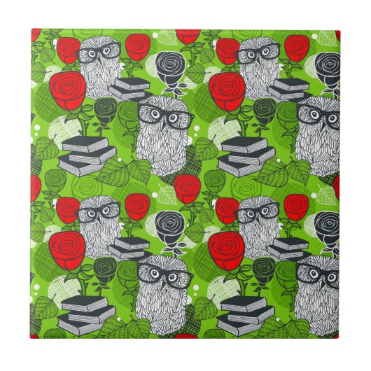 Carreau Chouette en roses rouges (Devant)