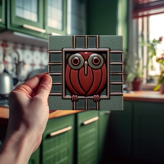 Carreau Chouette enchantée dans une boîte Mouvement Arts &