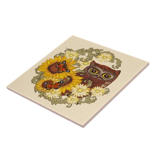 Carreau Chouette frontalière de tournesol (Côté)