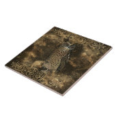 Carreau Chouette gothique et Motif de dentelle dorée sur n (Côté)