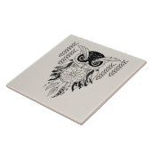 Carreau Chouette illustrée avec attrapeur de rêve (Côté)