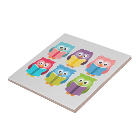 Carreau Chouettes à lire mignonnes (Côté)