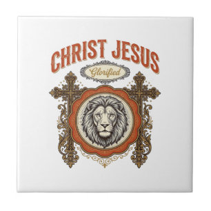 Carreau Christ Jésus Lion Vintage Foi