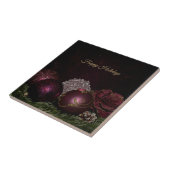 Carreau Christmas Party Pink Ornaments Green Leaves Black (Côté)