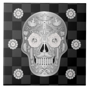Carreau Chrome Calavera (Rose blanche) Carrelage en cérami