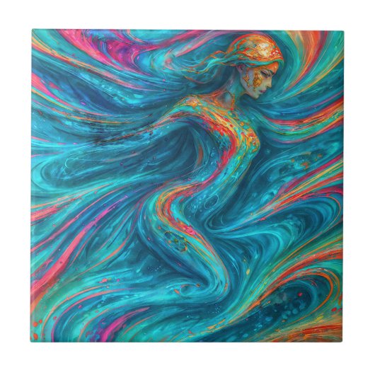 Carreau “Chromisca” - Portrait d'enchanteresse fluide (Devant)