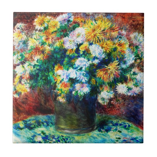 Carreau Chrysanthème Vintage par Pierre-Auguste Renoir (Devant)