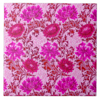 Chrysanthèmes Art nouveau, Bourgogne et rose