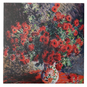 Carreau Chrysanthèmes rouges Vintages de Claude Monet