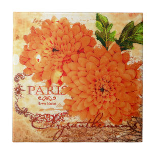Carreau Chrysanthèmes vintage d'automne