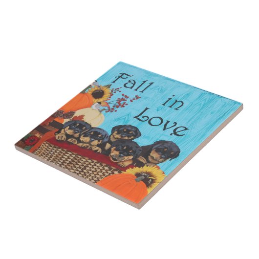 Carreau Chute en amour Rottweiler Imprimer (Côté)