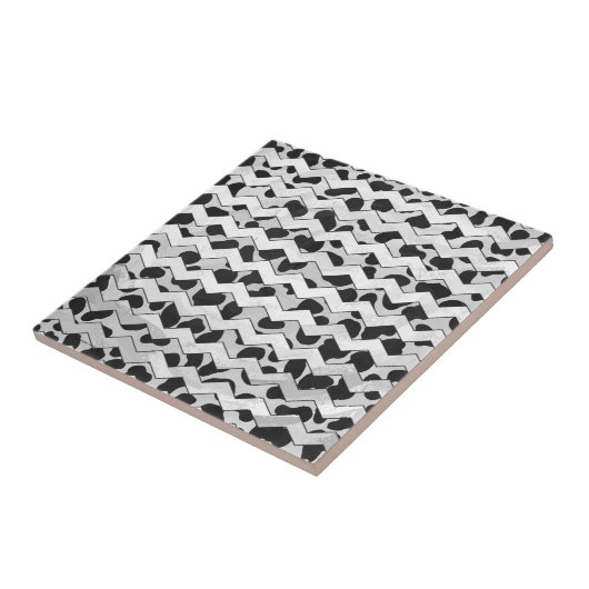 Carreau Chvron noir et blanc dalmate (Côté)