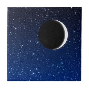 Carreau Ciel étoilé et croissant de lune, bleu profond
