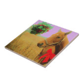 Carreau Ciel rose rétro Cheval de Noël (Côté)