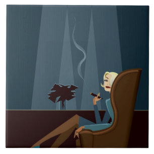 Carreau Cigare de tabagisme de femme d'affaires