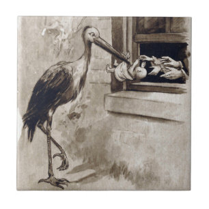 Carreau Cigogne livrant le cru de bébé