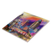 Carreau Cincinnati Abstraite Skyline Art Modern City (Côté)