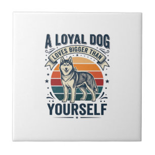 Carreau Citation de chien Husky Gravure vintage Design pou