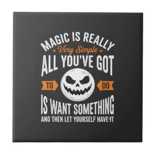 Carreau Citation de magie d'Halloween Design de visage de