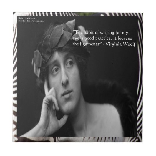 Carreau Citation d'écriture de Virginia Woolf avec des ray (Devant)