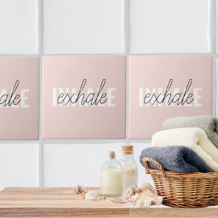 Carreau Citation moderne Pastel Pink Inhale Exhale