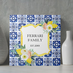 Carreau Citron Citrus Bleu Marine Italien Méditerranéen