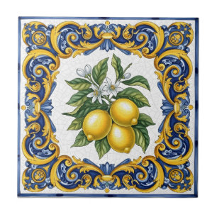Carreau Citron majolique méditerranéen traditionnel