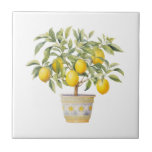 Carreau Citronnier toscan méditerranéen<br><div class="desc">Design méditerranéen citronnier de style toscan en céramique pot.</div>