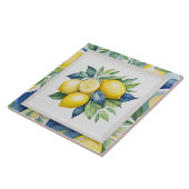 Carreau Citrons Bleu Vert Jaune Blanc Aquarelle (Côté)