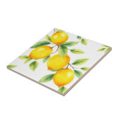 Carreau Citrons d'aquarelle avec Feuilles verts (Côté)