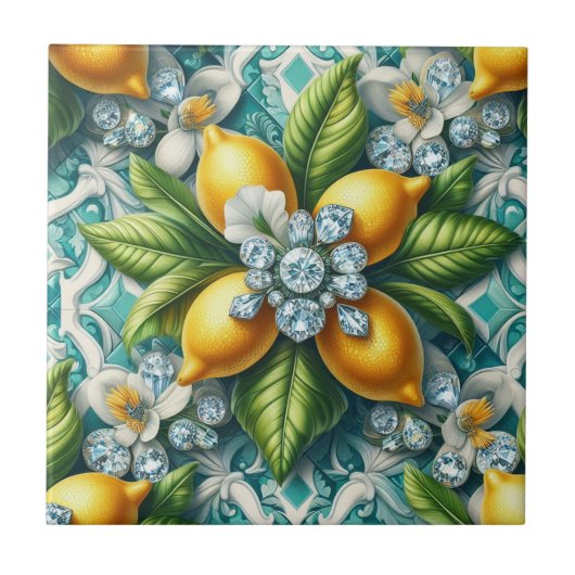 Carreau Citrons et diamants Art Déco (Devant)