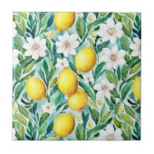 Carreau Citrons et fleurs blanches - Décor champêtre franç (Devant)