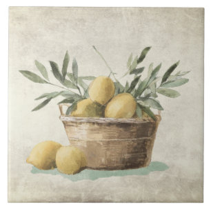 Carreau Citrons Feuilles d'Olivier Méditerranéen Rustique