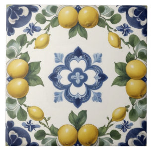 Carreau Citrons italiens et fruits d'agrumes avec trèfle b