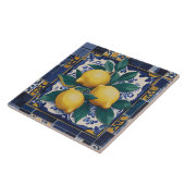 Carreau Citrons Méditerranée Bleu foncé et Jaune doré (Côté)