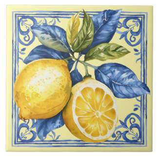 Carreau Citrons portugais et bleu