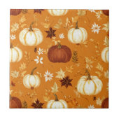 Carreau Citrouille Brown Floral Automne et automne Motif (Devant)