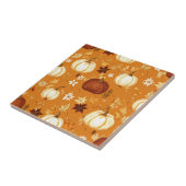 Carreau Citrouille Brown Floral Automne et automne Motif (Côté)