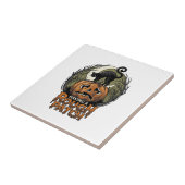 Carreau Citrouille de Halloween Chat Tache Brute Gravure V (Côté)