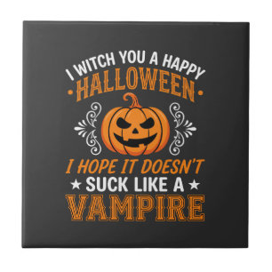 Carreau Citrouille de vampire drôle d'Halloween