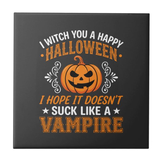 Carreau Citrouille de vampire drôle d'Halloween (Devant)