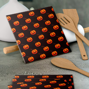 Carreau Citrouille D'Halloween, Citrouille Orange Trou Ou 