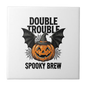 Carreau Citrouille d'Halloween Sorcière Double Trouble Vin