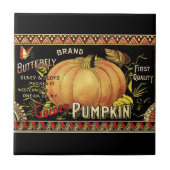 Carreau Citrouille Étiquette Antique marque de papillon (Devant)